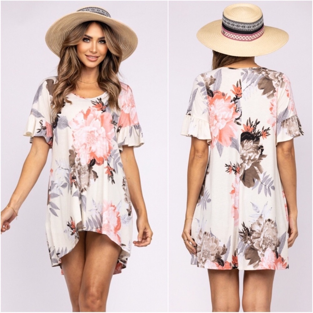 🌷New Hi Low Women’s Floral Cute Spring Mini Dress/ Tunic Top🌷 - Picture 5 of 5